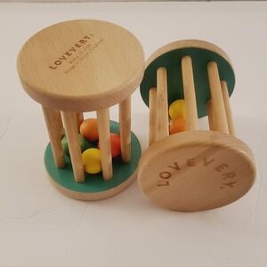 Lovevery Wooden Montessori Rolling Rattle Toy with Colorful Beads